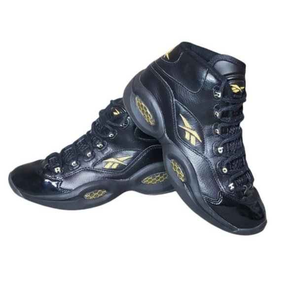 Reebok Question Black Gold Basketball Allen Iverson Hexalite Sz 5.5y/7 in Women - Picture 3 of 7